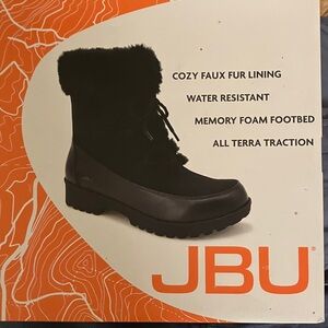 JBU Women's Black Winter Boots with Faux Fur